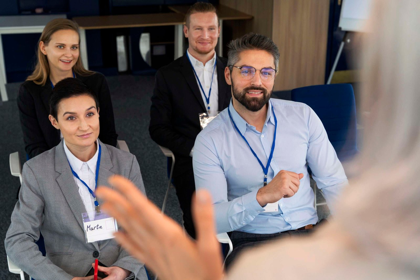 Attendees networking at a business event