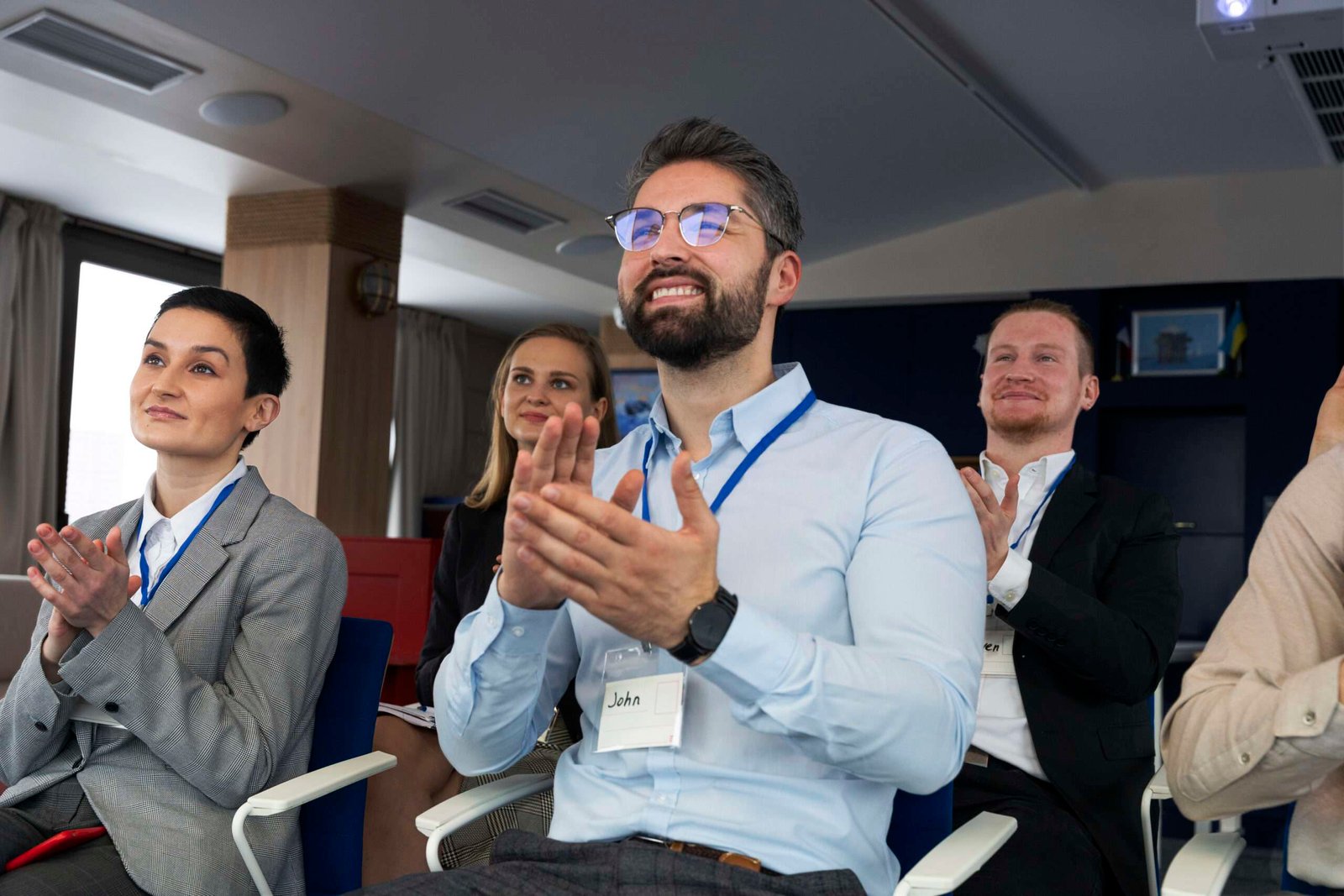 Group of people participating in a business event